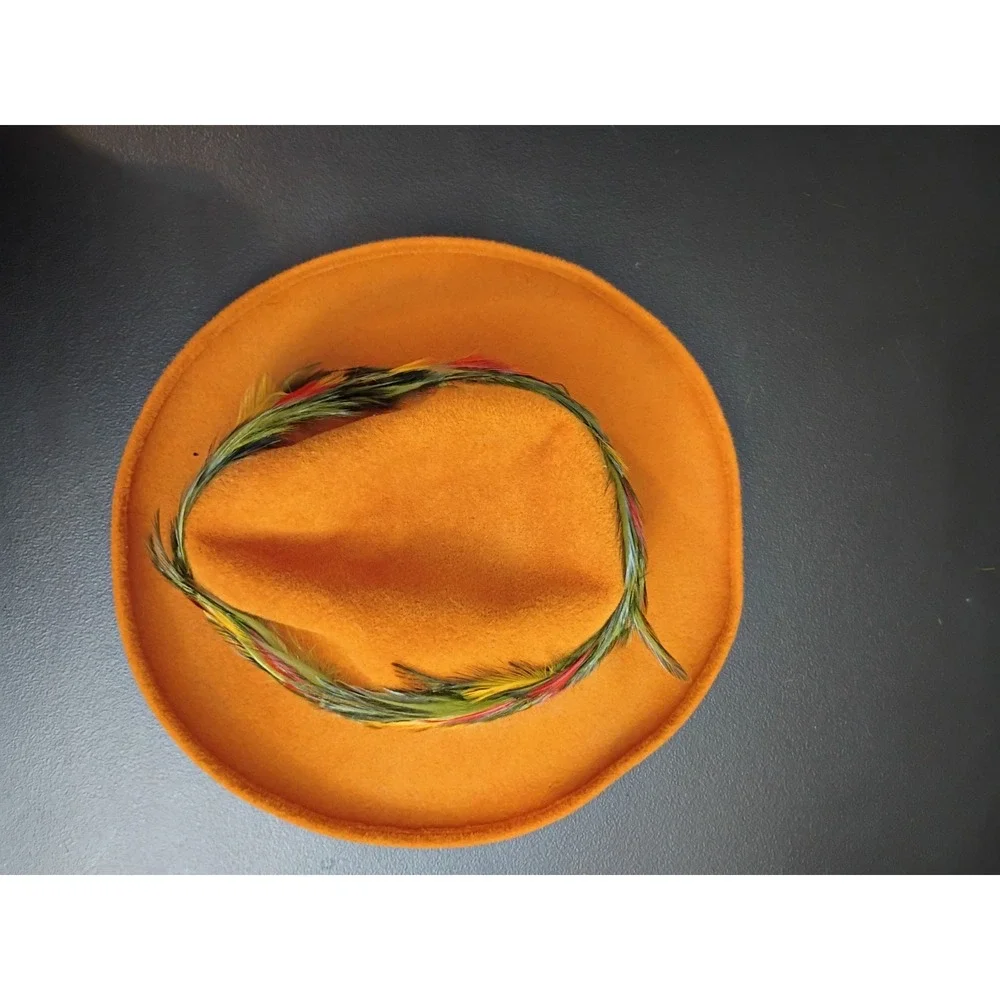 Antique Wool Hat- an exclusive Lisa- Union Made Feather Lined Multicolor Fedora